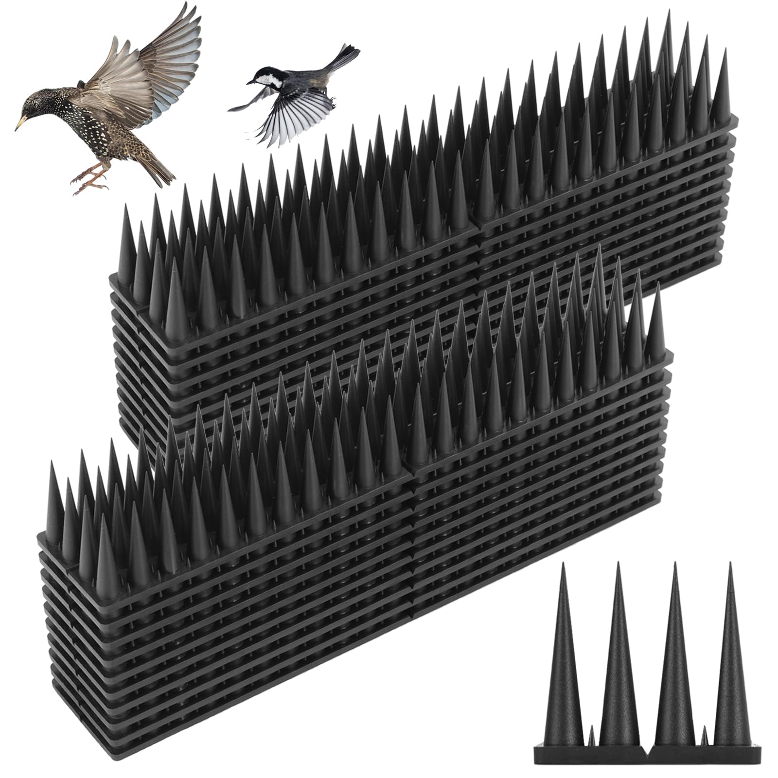 Quunoot Bird Spikes 9-Pack provides durable coverage for fences and roofs against pigeons.