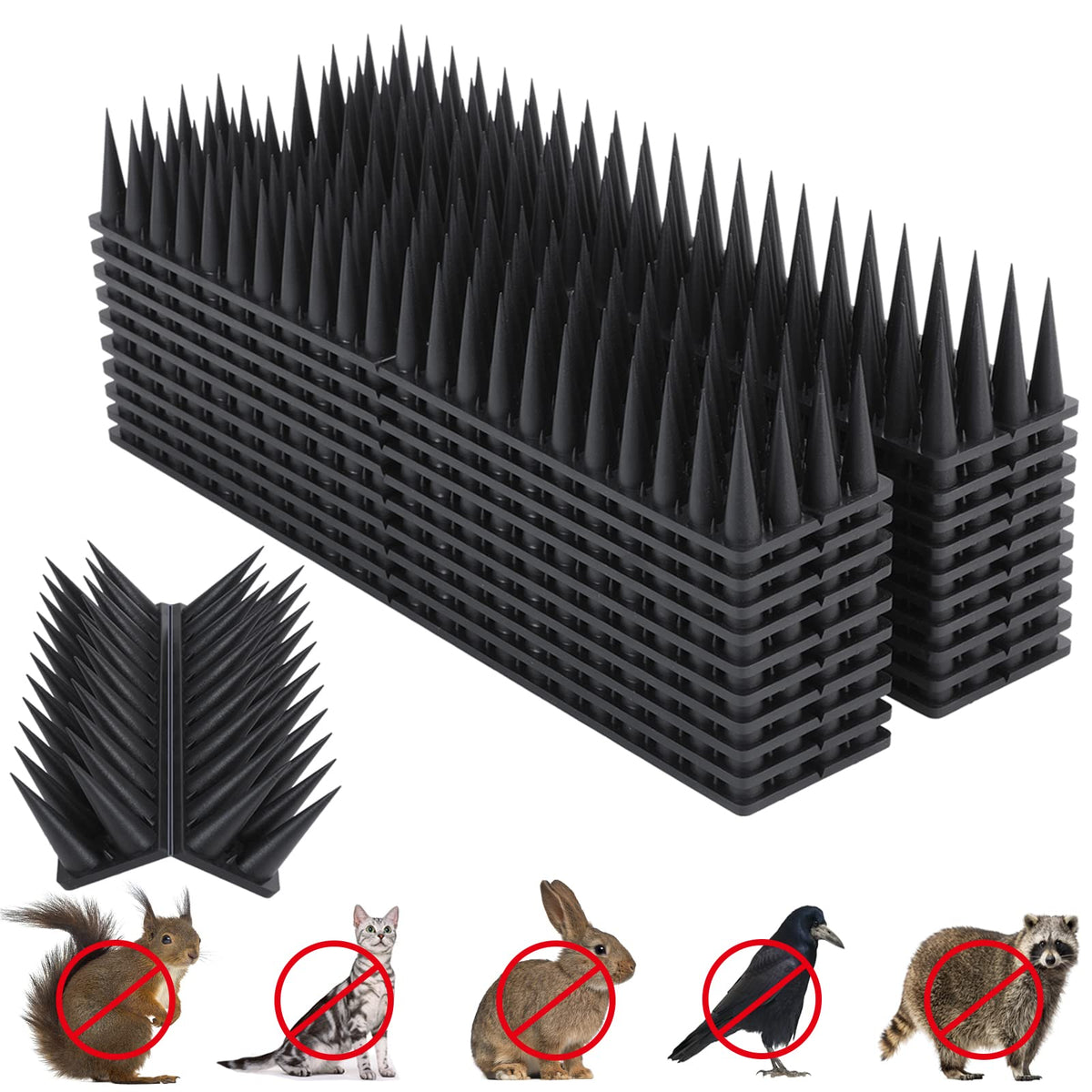 Quunoot Bird Spikes 9-pack on fence, easy outdoor deterrence