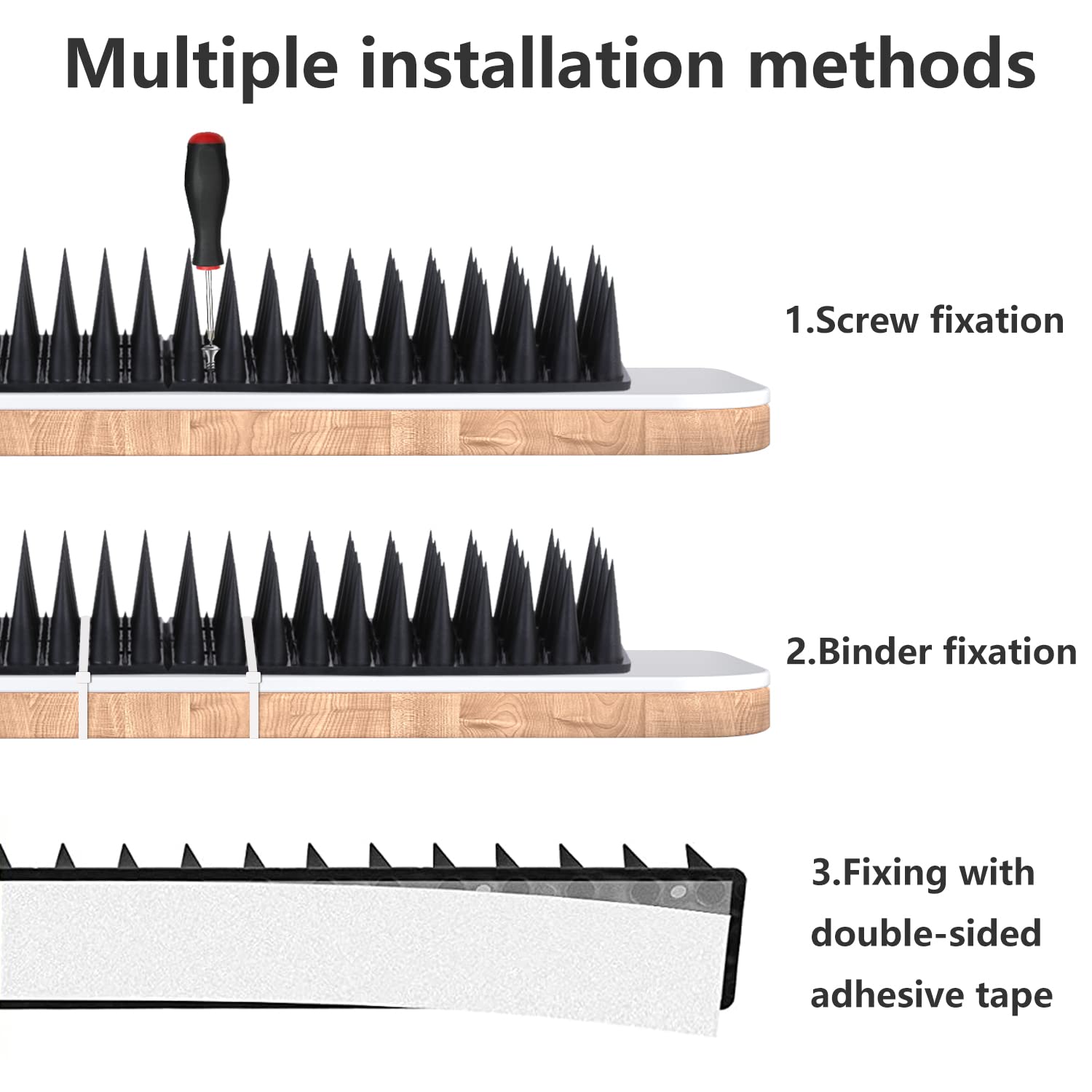 Quunoot spikes suitable for porches and eaves with various mounting options.
