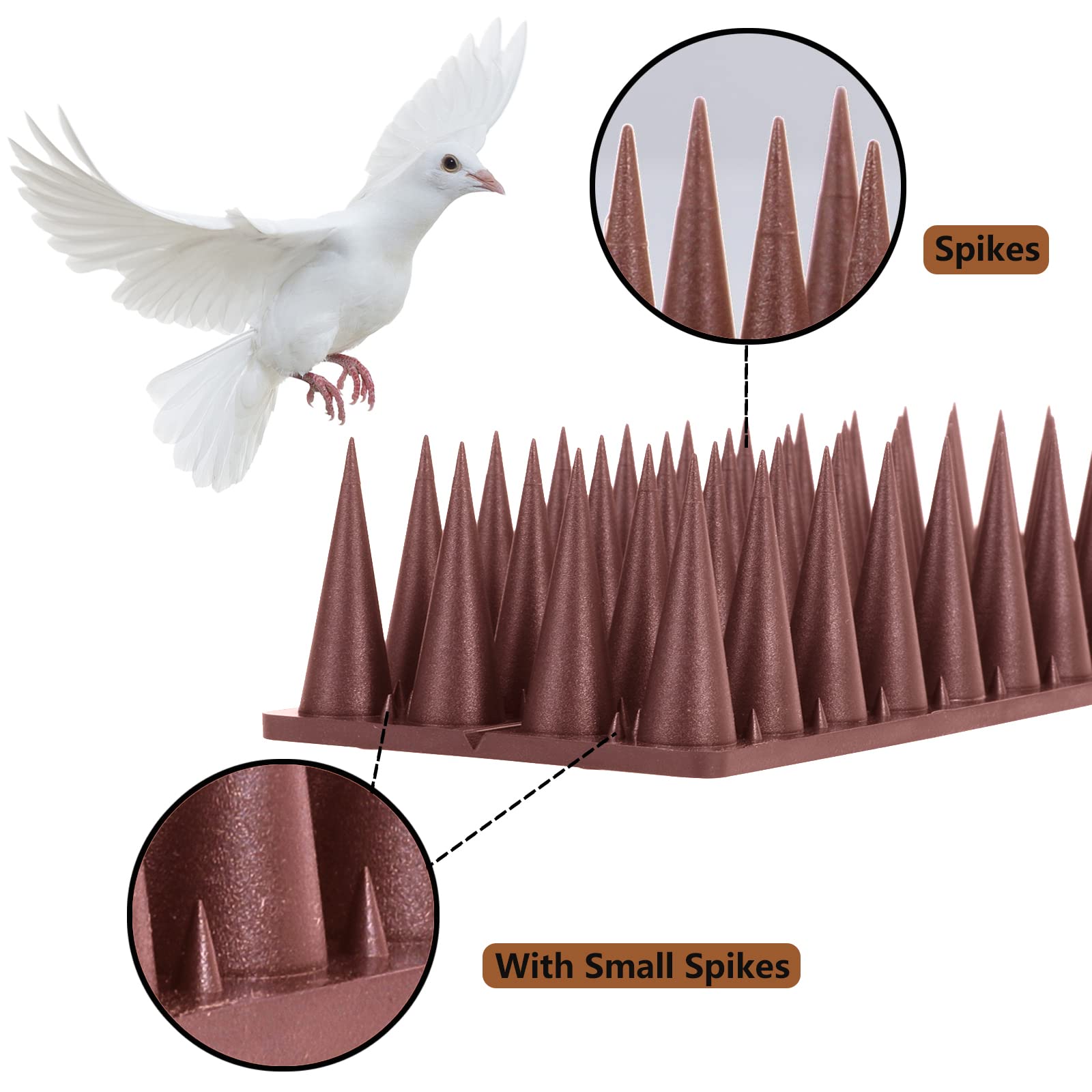 Quunoot Bird Spikes strip with four long rows provides broad protection for roofs.