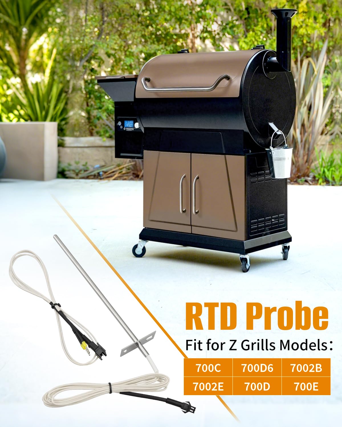 Quwfesudy RTD probe for Z-Grill 700-series enables real-time temperature monitoring.