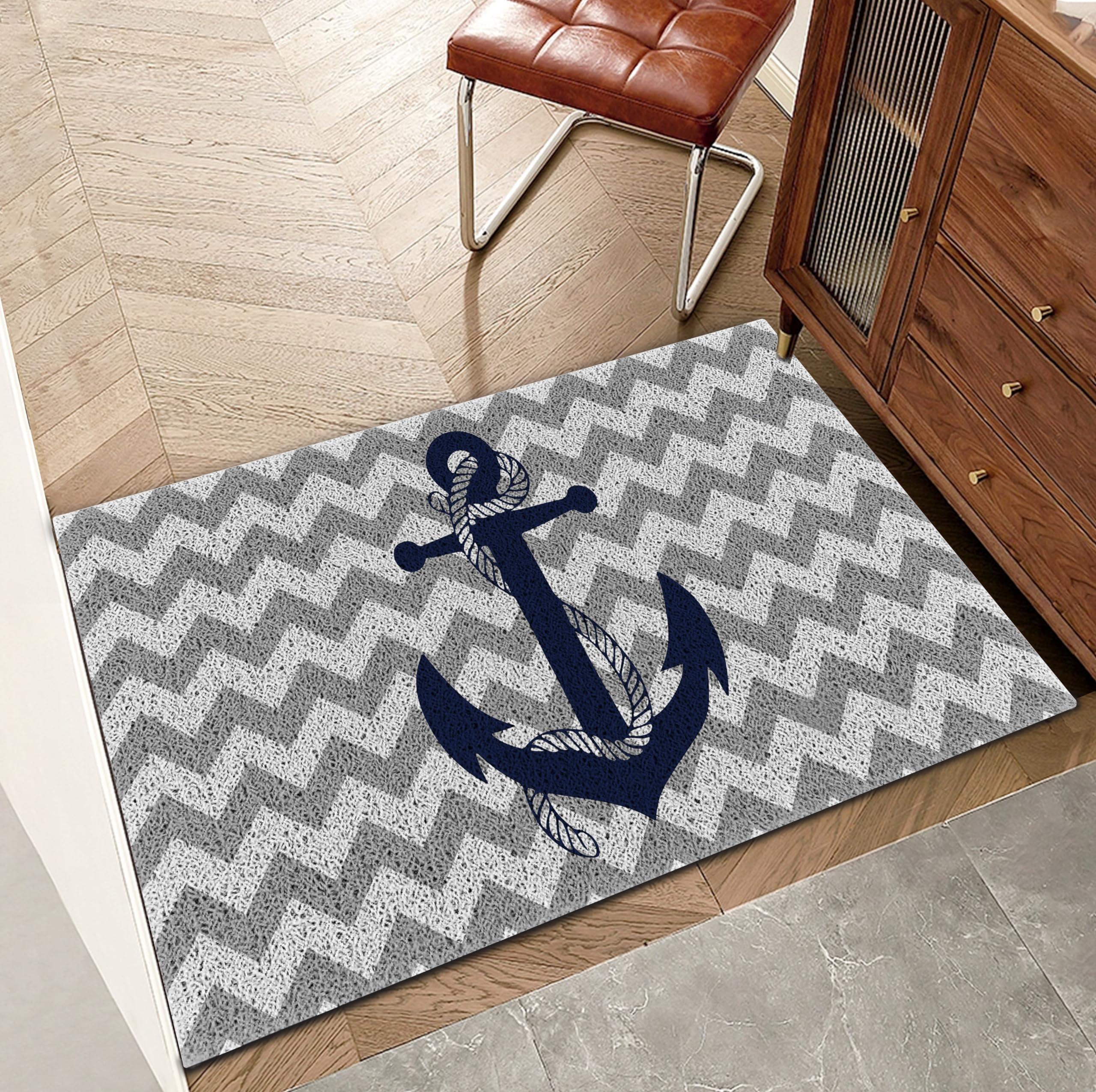Qvapt coastal entrance mat navy blue; non-slip surface ideal for safe entry