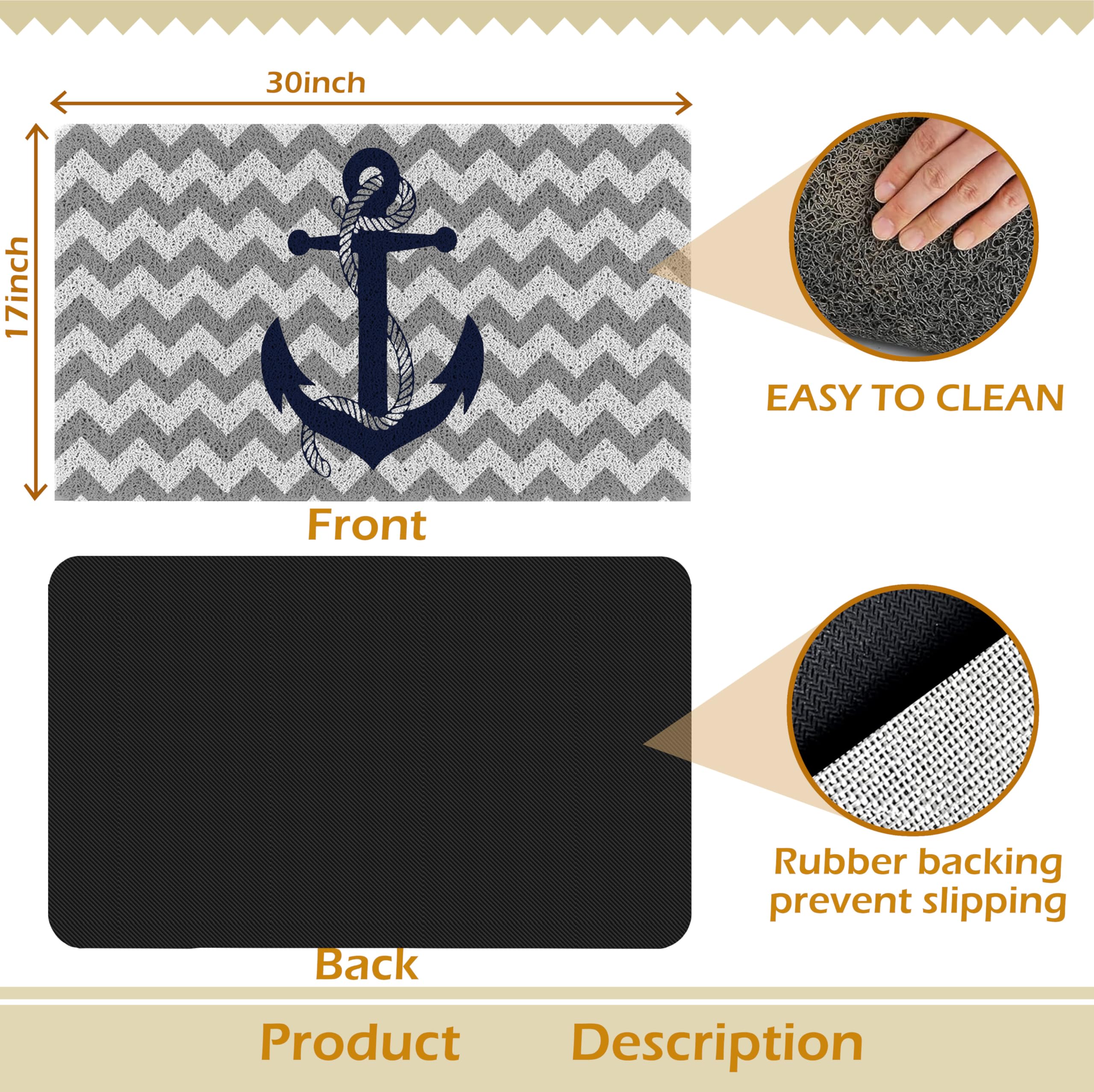 Qvapt navy door mat; quick-drying PVC for porch and deck