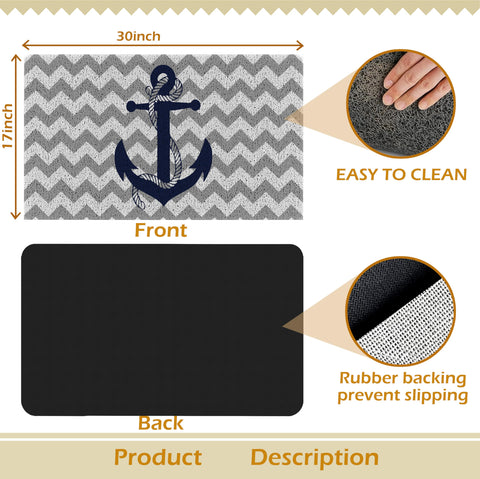 Qvapt navy door mat; quick-drying PVC for porch and deck