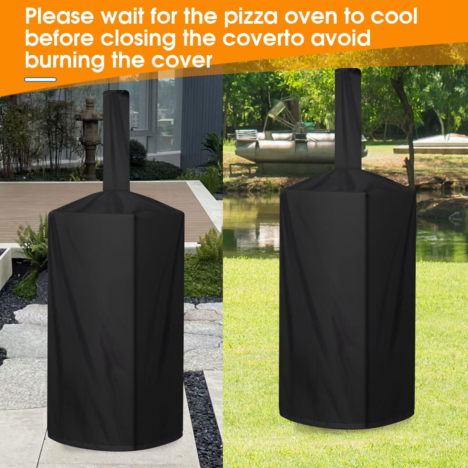 QVEEQ pizza oven cover easy-clean surface cleans with a rinse.
