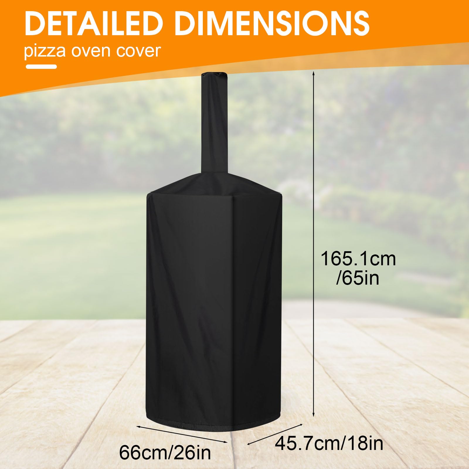 QVEEQ pizza oven cover waterproof-coating guards against rain and snow.
