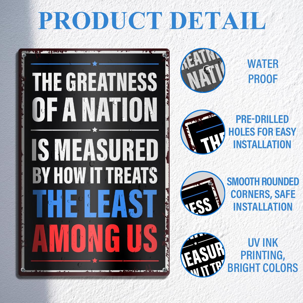 QVUXZ Greatness of a Nation yard sign mounted on fence demonstrates easy outdoor mounting options