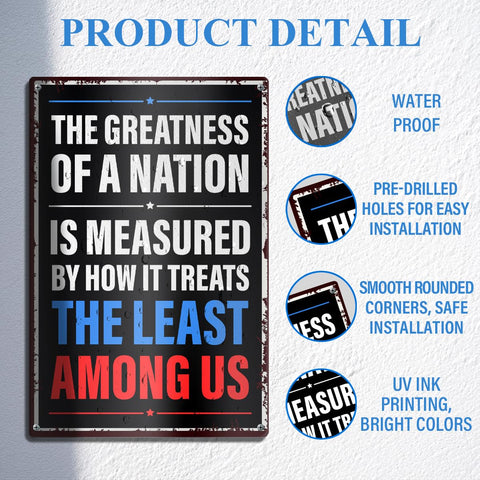 QVUXZ Greatness of a Nation yard sign mounted on fence demonstrates easy outdoor mounting options