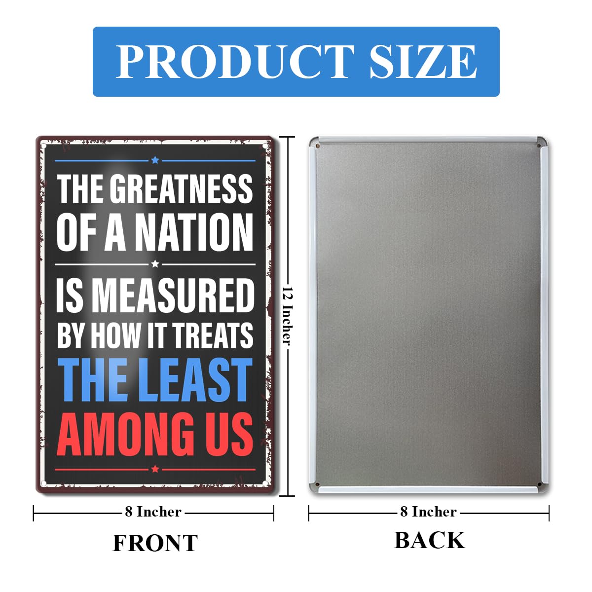 QVUXZ Greatness of a Nation yard sign rolled edges closeup highlights safe, smooth corners