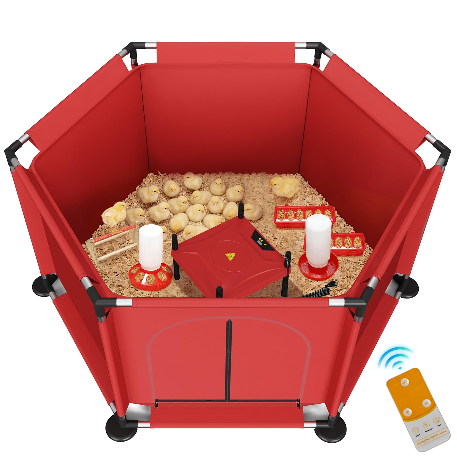 QVVCOOP Brooder Box all-in-one kit for chicks with heater and feeders for efficient rearing.