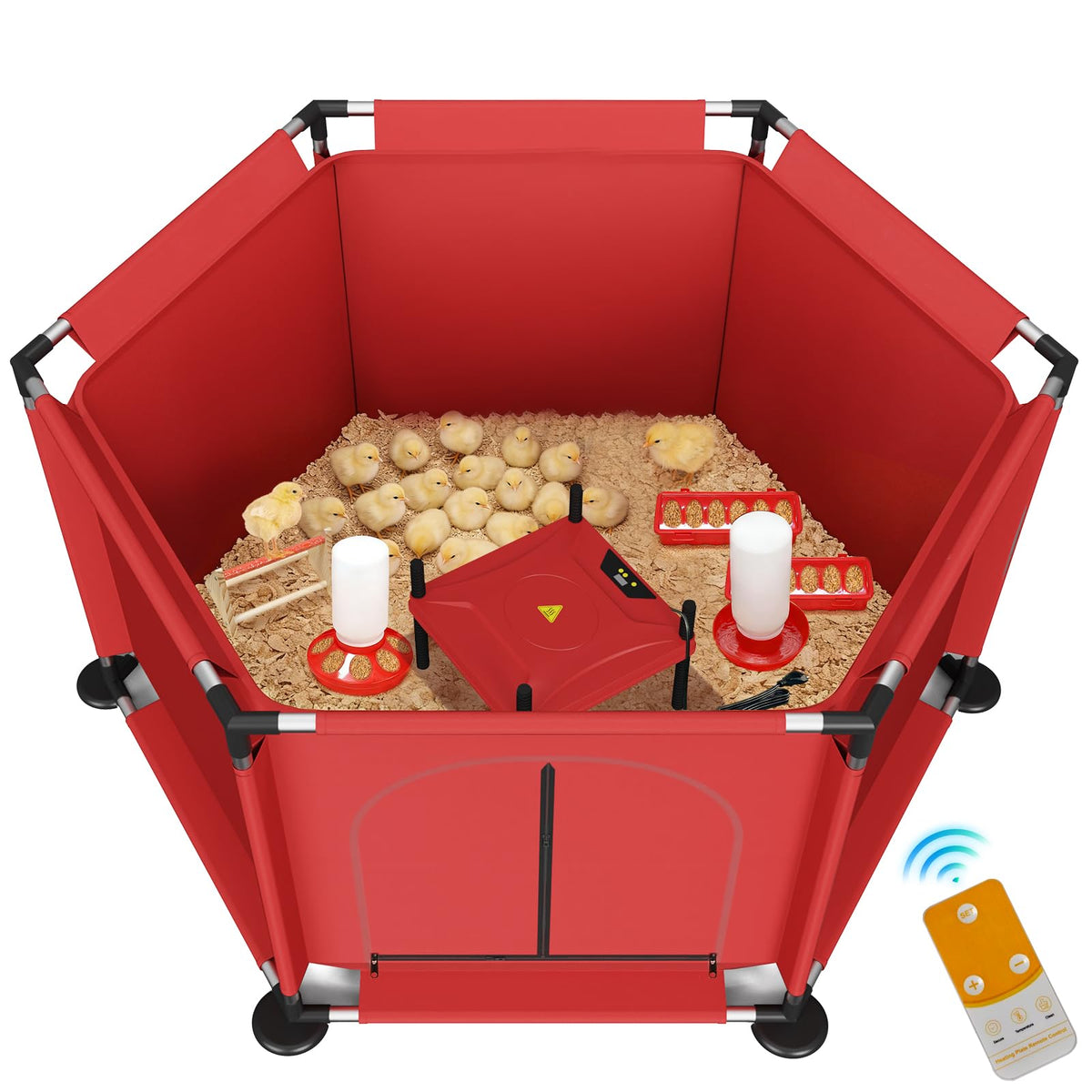 QVVCOOP Brooder Box all-in-one kit for chicks with heater and feeders for efficient rearing.