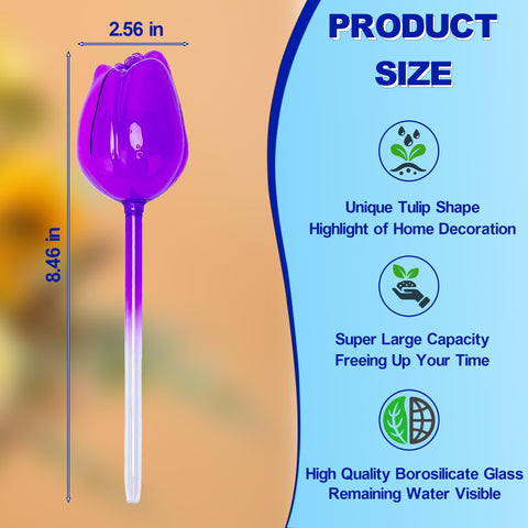 QWBthnk glass watering globes brighten garden décor while keeping soil evenly moist.