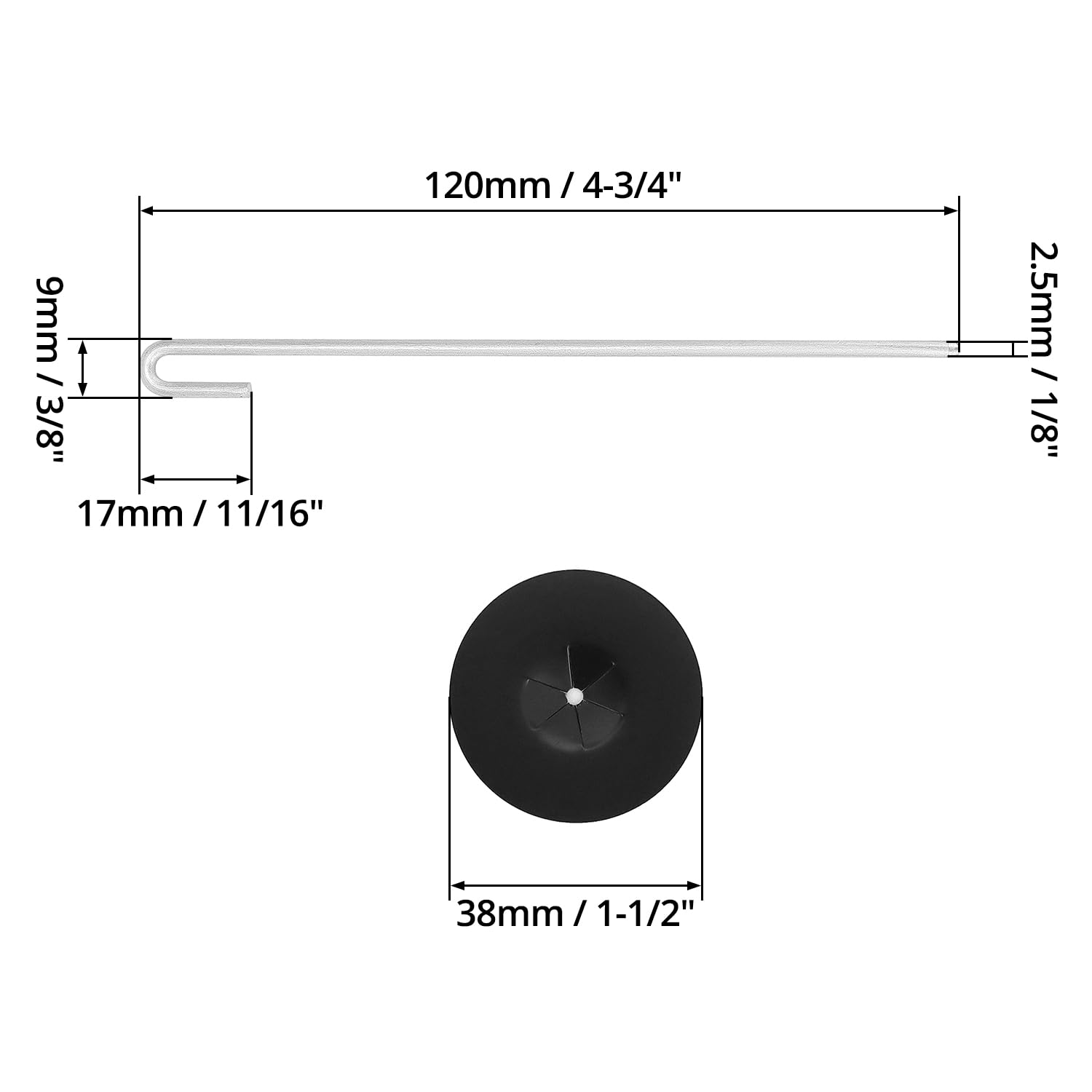 QWORK J-hook diameter 0.2 cm for precise fit