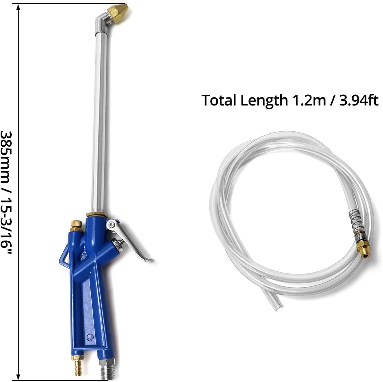 QWORK air blow gun used with solvent sprayer for versatile cleaning tasks.