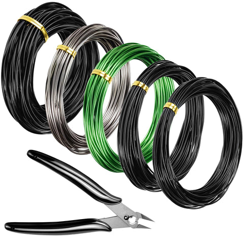QWORK Bonsai wire 1mm black roll for precise branching and discreet support.