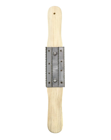 Stainless steel head removes residual compounds from polishing wheels effectively.