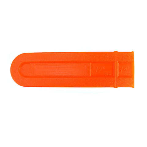 QWORK bar cover slides easily onto the chainsaw bar for quick use.