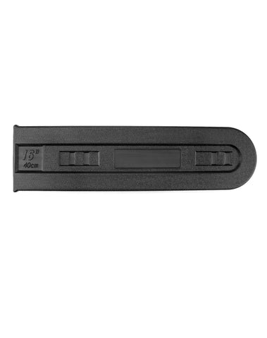 QWORK chainsaw bar safety cover shielding the bar for safer transport