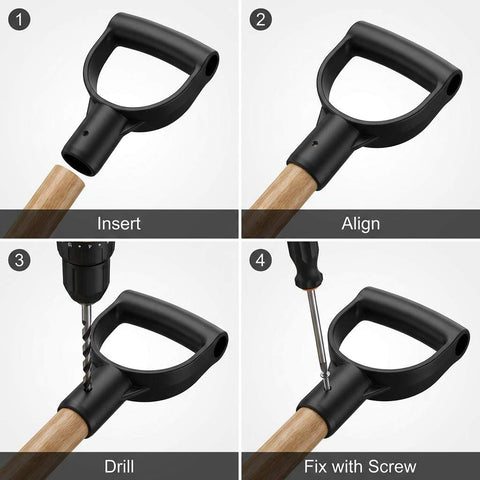 QWORK D grip handle in black D-shaped profile for comfortable grip.