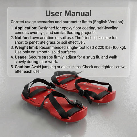 One inch spikes prevent surface damage during resin application.