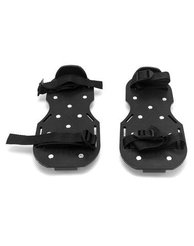 QWORK spiked shoes enable stable movement on epoxy and cement overlays.