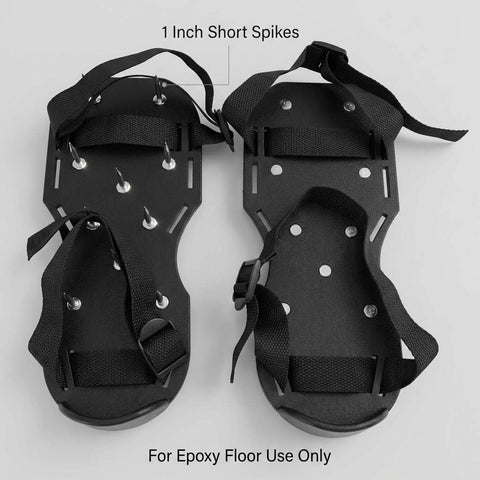 QWORK epoxy floor spiked shoes shown with snap-lock buckles for on site security.