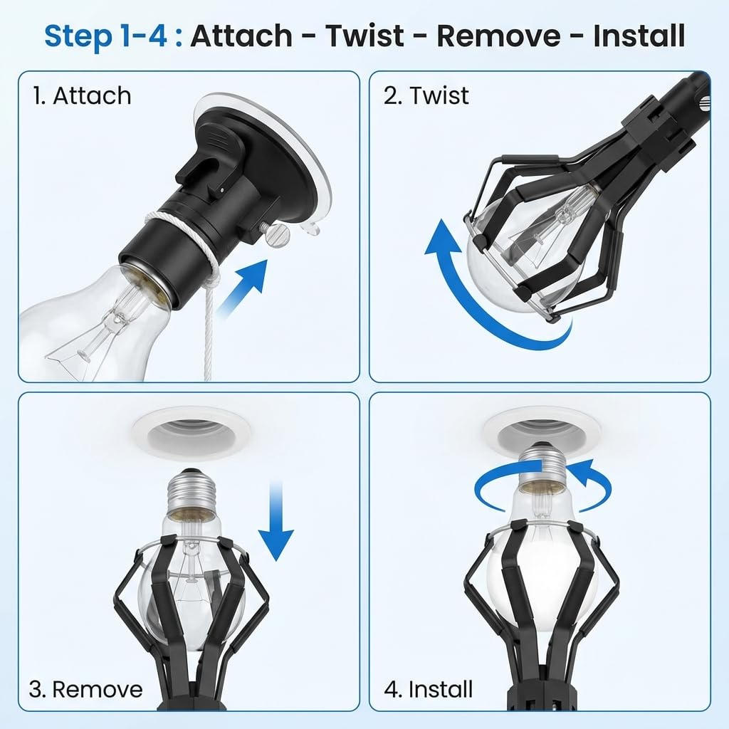 QWORK extension-pole compatible design for reaching tall fixtures