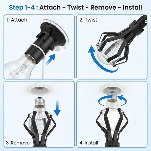 QWORK extension-pole compatible design for reaching tall fixtures