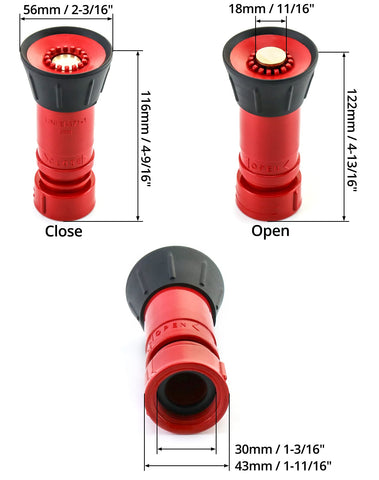 QWORK nozzle suitable for firefighting, garden, and greenhouse tasks.