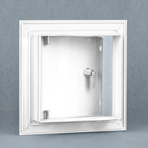 QWORK flat-head screwdriver latch enables tool-free panel opening.