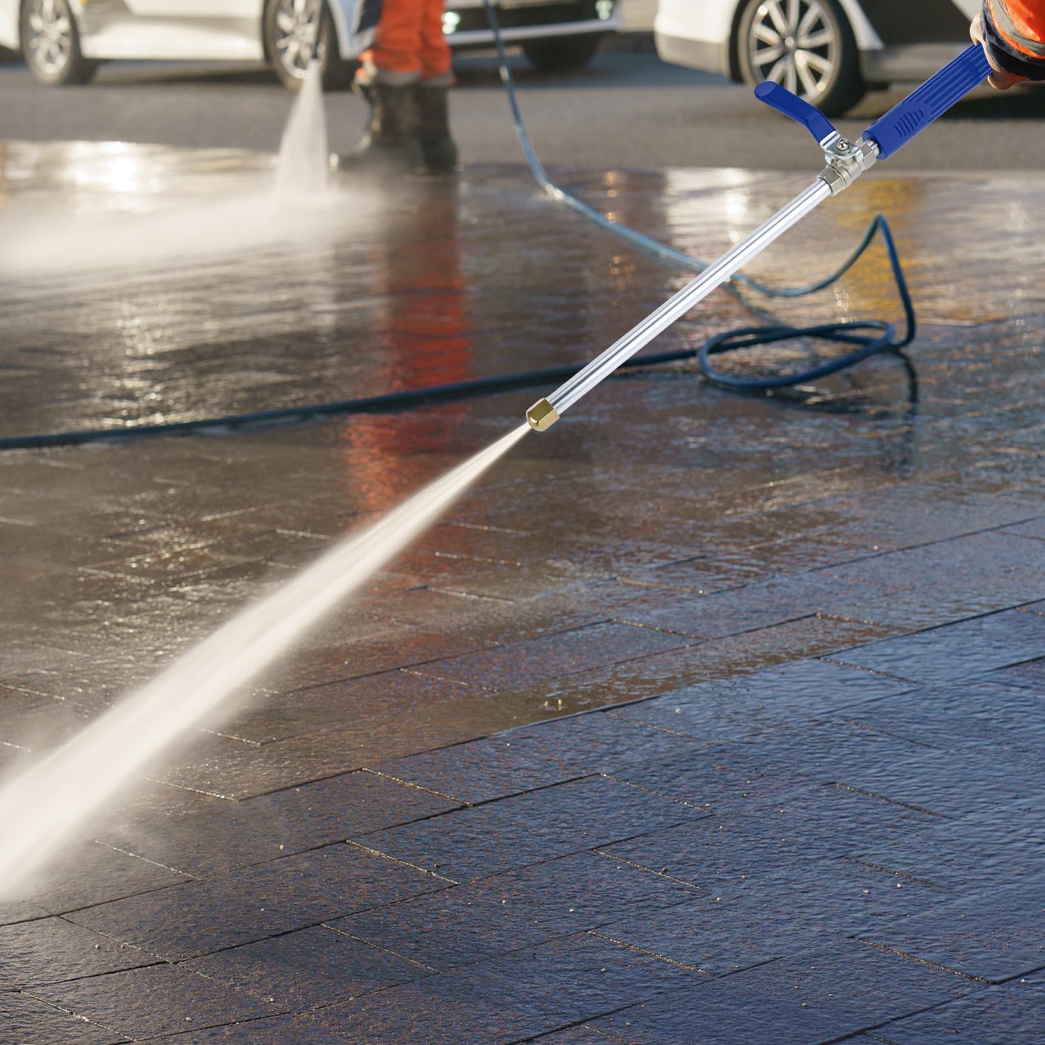 QWORK garden patio wash demonstrates versatile spray options on surfaces.