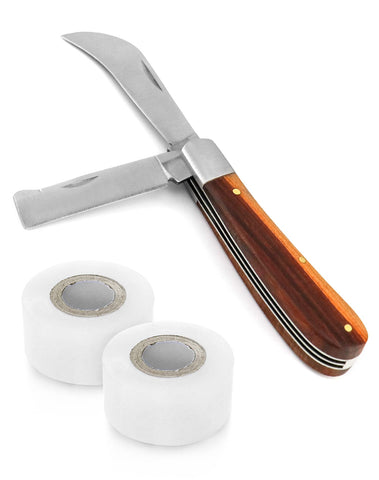 QWORK grafting knife with double blade and stainless steel blade for precise grafts
