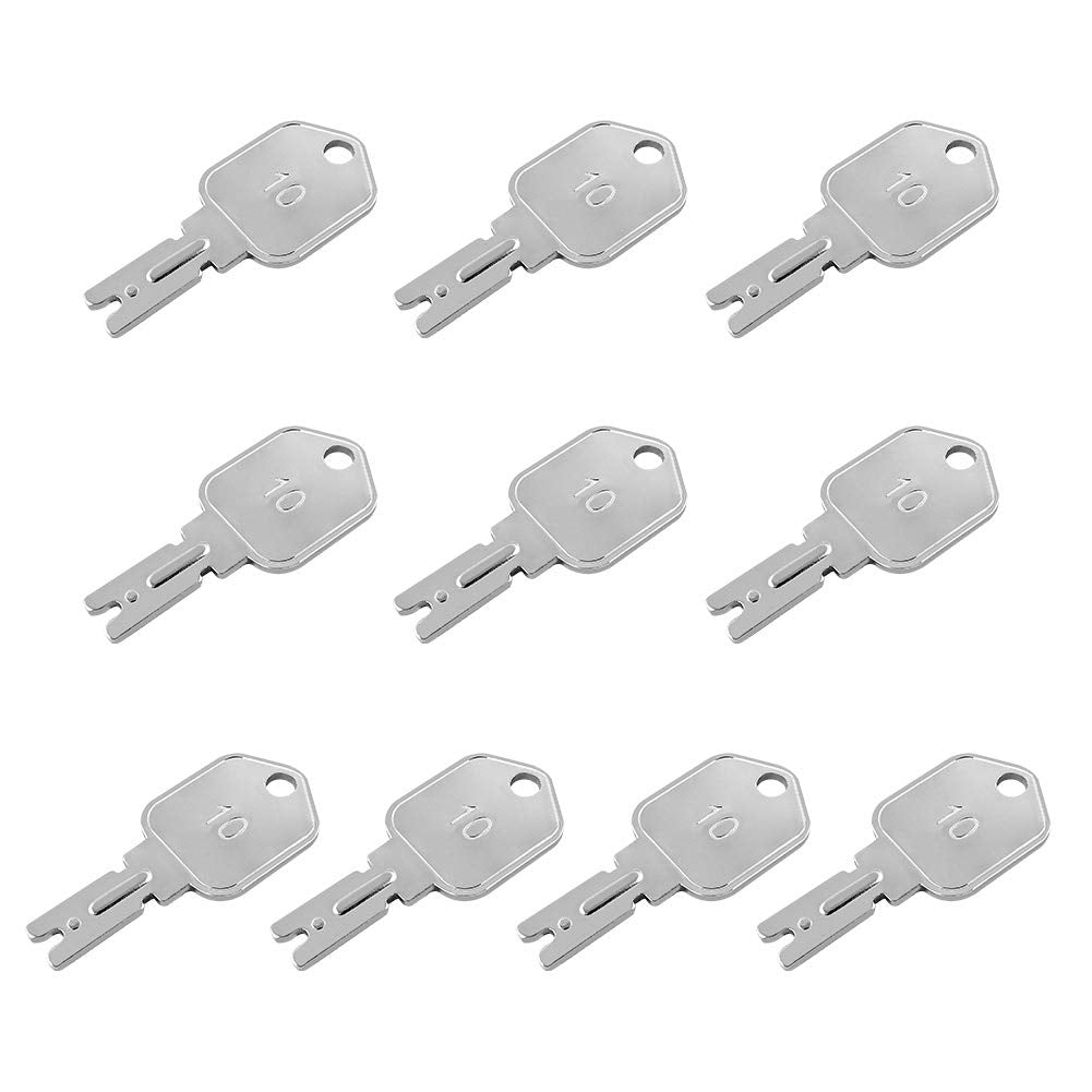 QWORK ignition keys 10-pack, packaged for quick forklift replacements.