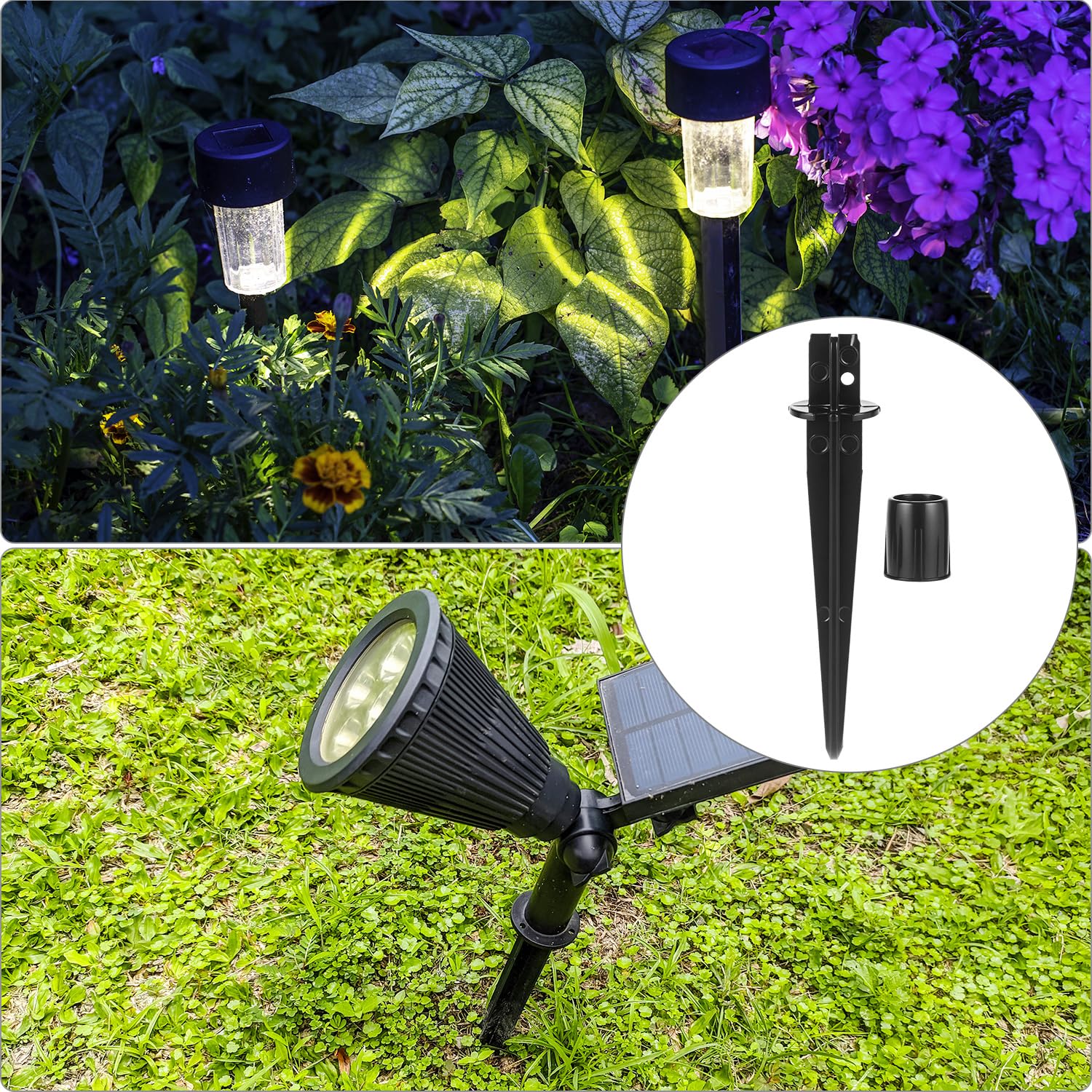 QWORK landscape and path lights attachment with secure stake