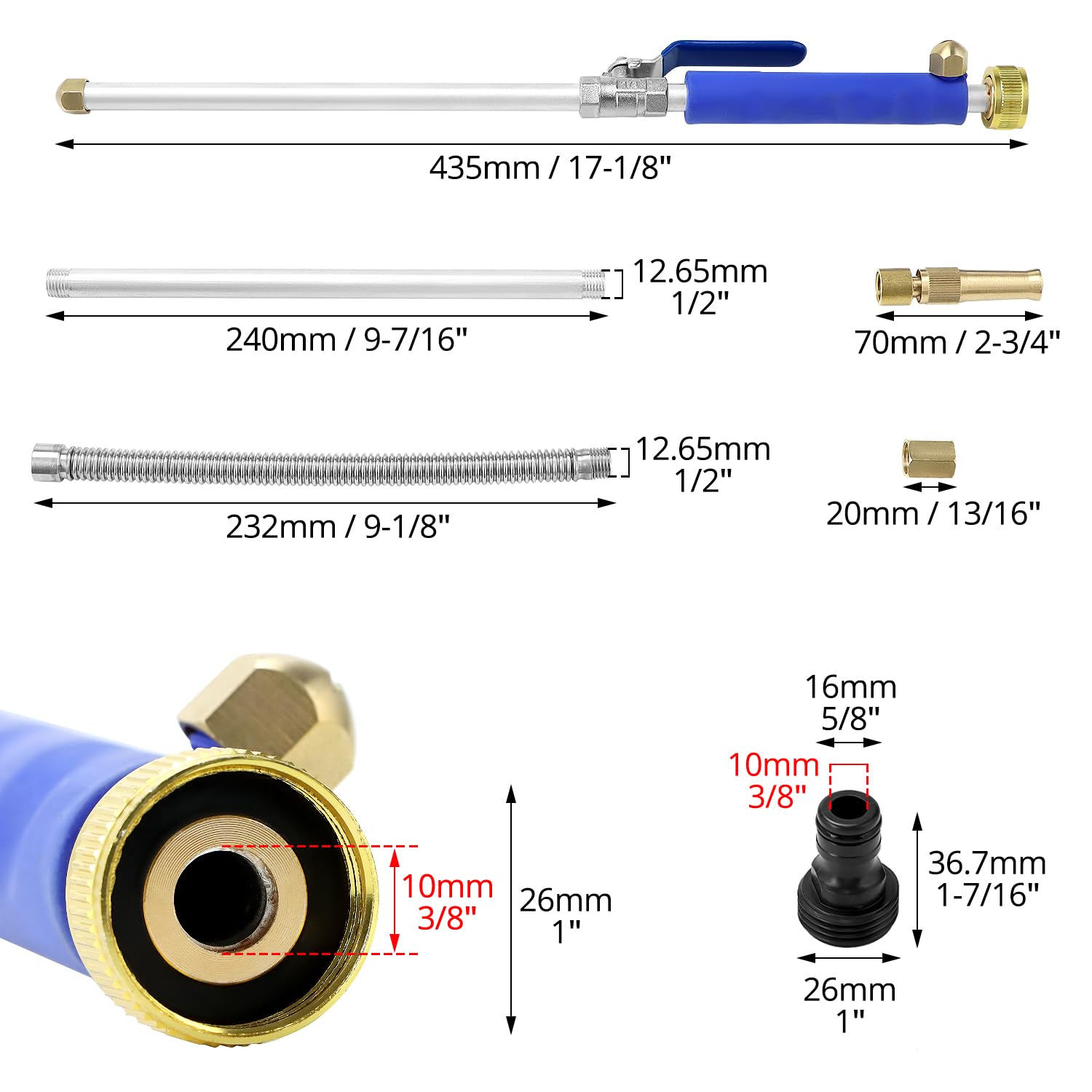 QWORK power washer nozzle adjustable for versatile cleaning patterns.