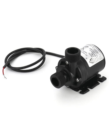 QWORK pump suited for fountain use demonstrates submersion and durable plastic construction.