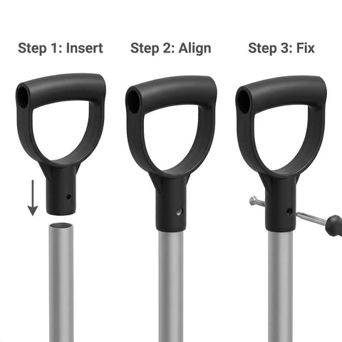 QWORK quick-install grip demo demonstrates easy attachment to a handle.