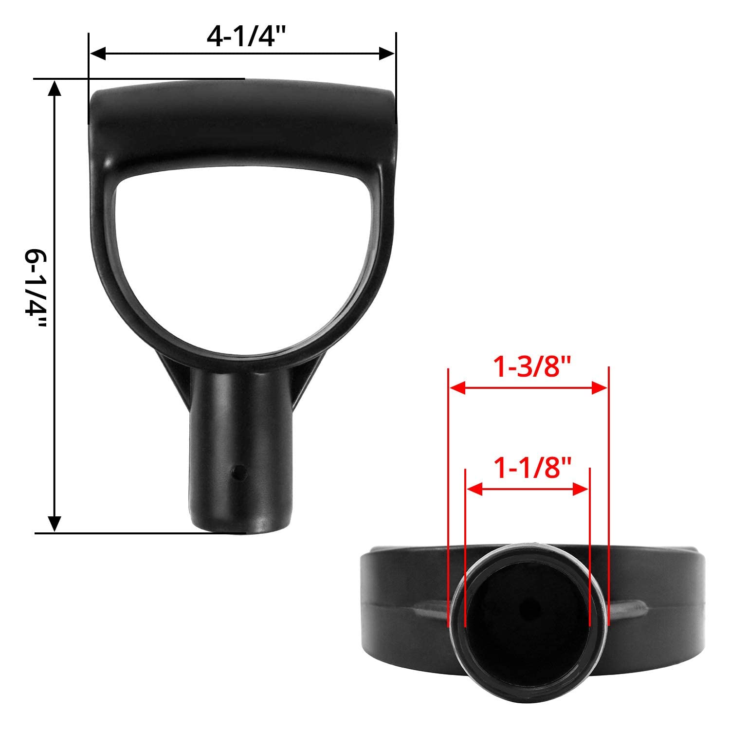 QWORK snow spade grip handle in D-shape ensures dependable grip for winter tasks.
