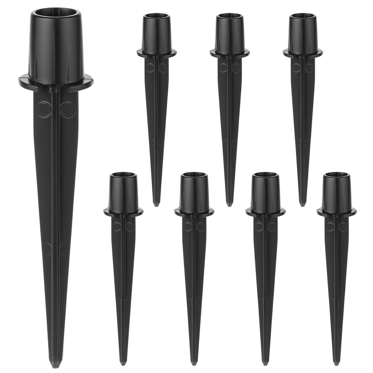 QWORK metal stake ground spike securing solar lights along a path