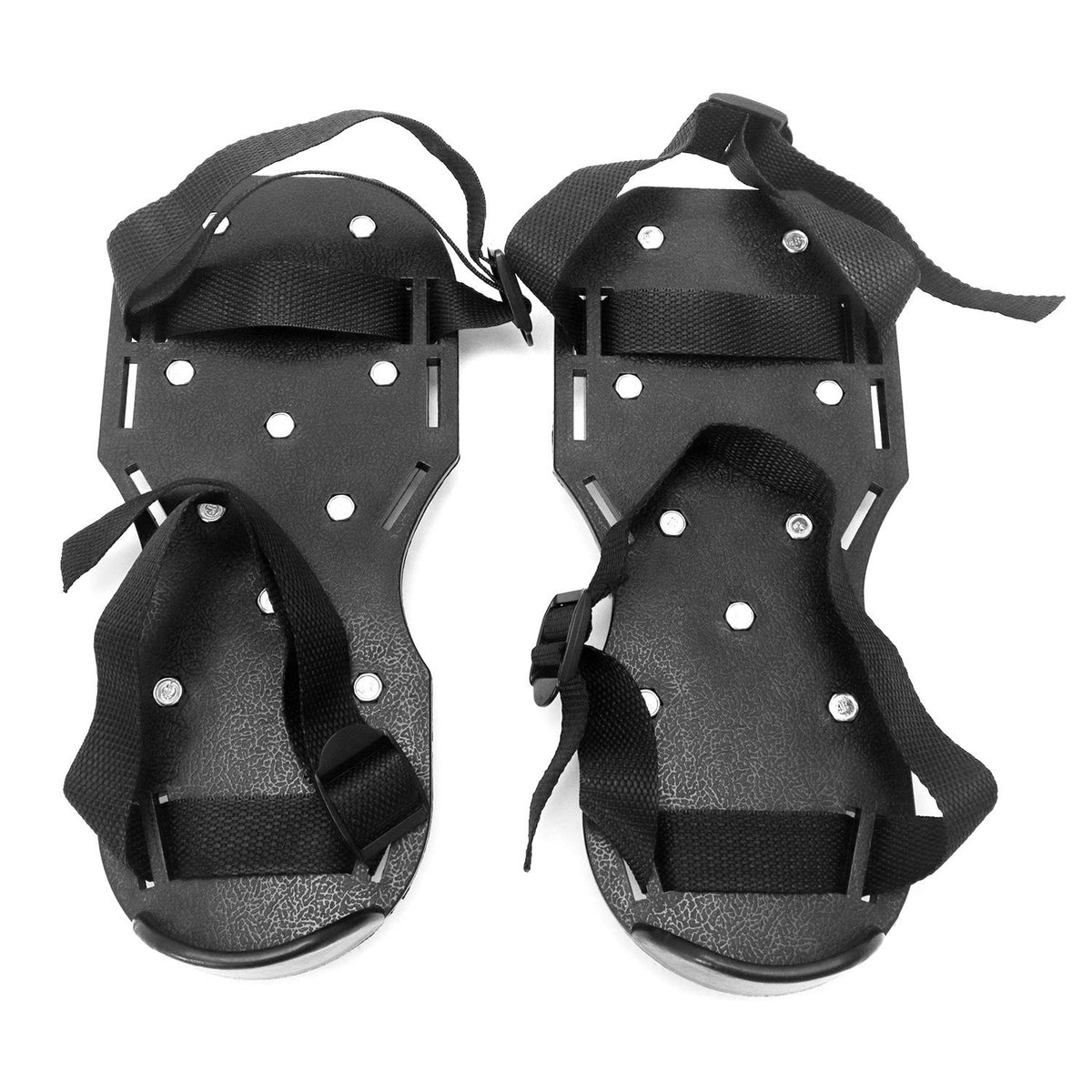 QWORK Spiked Shoes with snap-buckle system for quick secure fit during installation tasks.