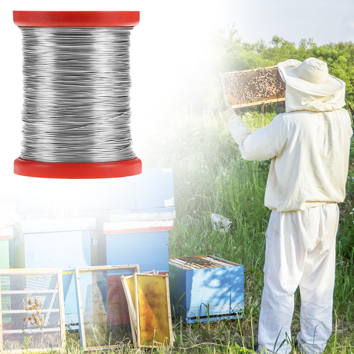 QWORK beekeeping tool enables precise alignment during wax foundation setup.