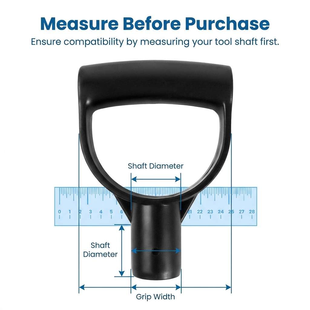 QWORK D-shaped grip compatibility with shovel, rake, and snow spade.