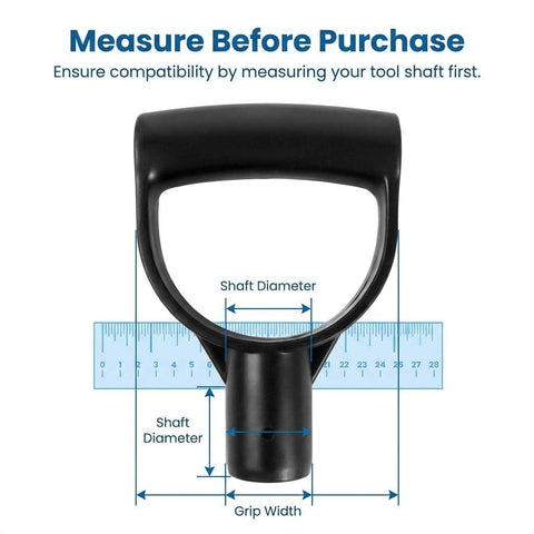 QWORK D-shaped grip compatibility with shovel, rake, and snow spade.