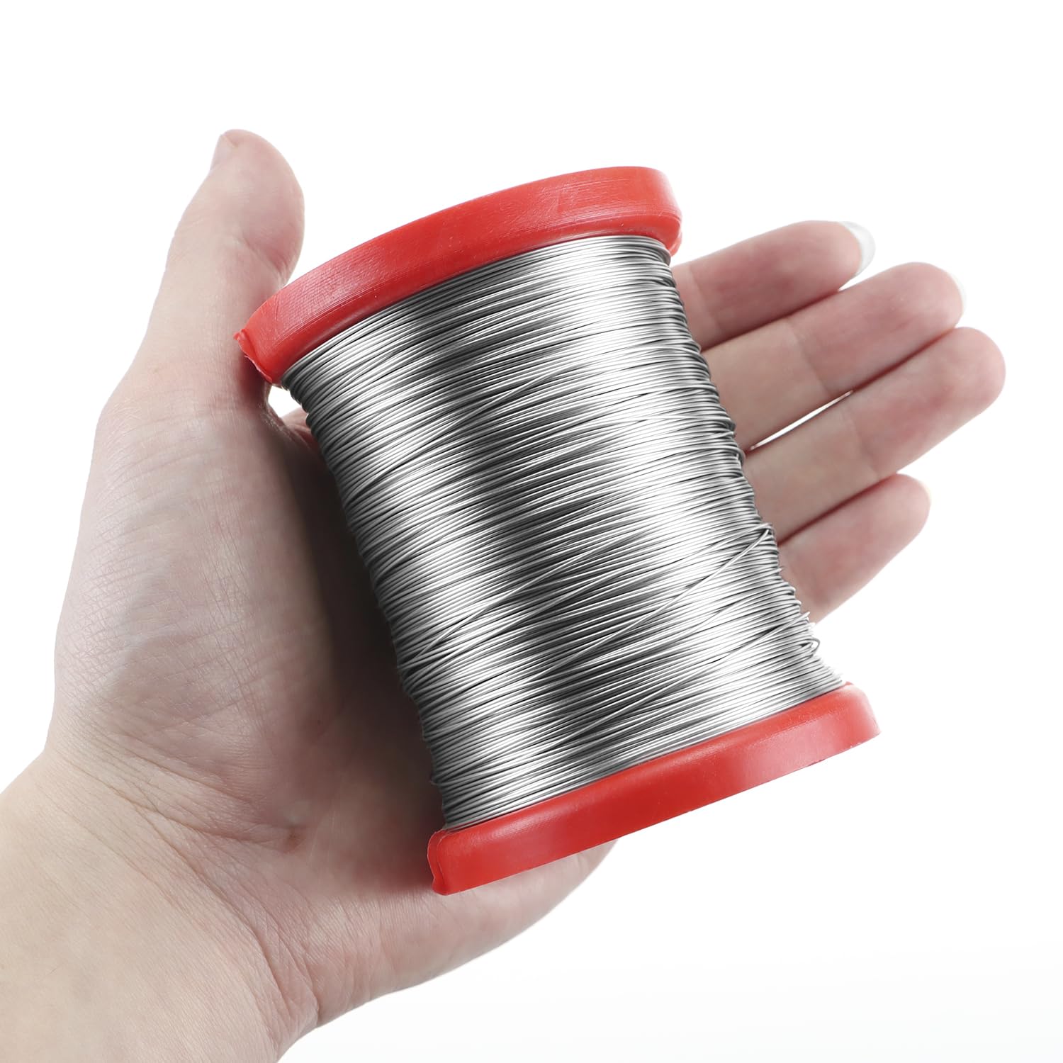 QWORK wire close-up highlights 0.55mm diameter and smooth finish for easy handling.
