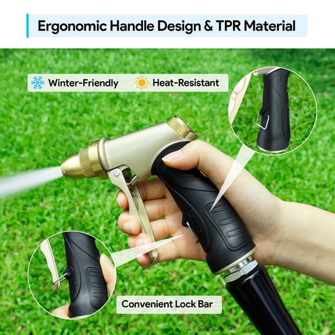 Qxiaozhan garden nozzle features a comfortable TPR handle for fatigue-free watering.