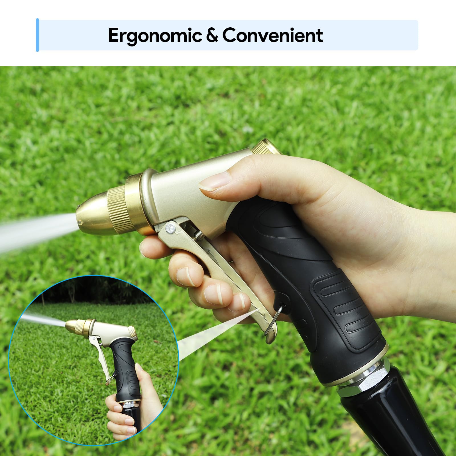 Qxiaozhan outdoor garden nozzle ready for lawn care, car washing, and pet cleaning.