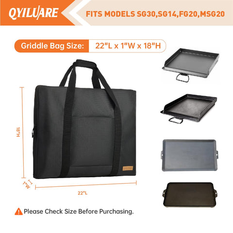 QYILUARE exterior pocket keeps griddle tools organized while traveling.
