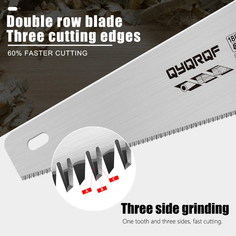 QYQRQF handsaw with ergonomic handle for comfortable control.