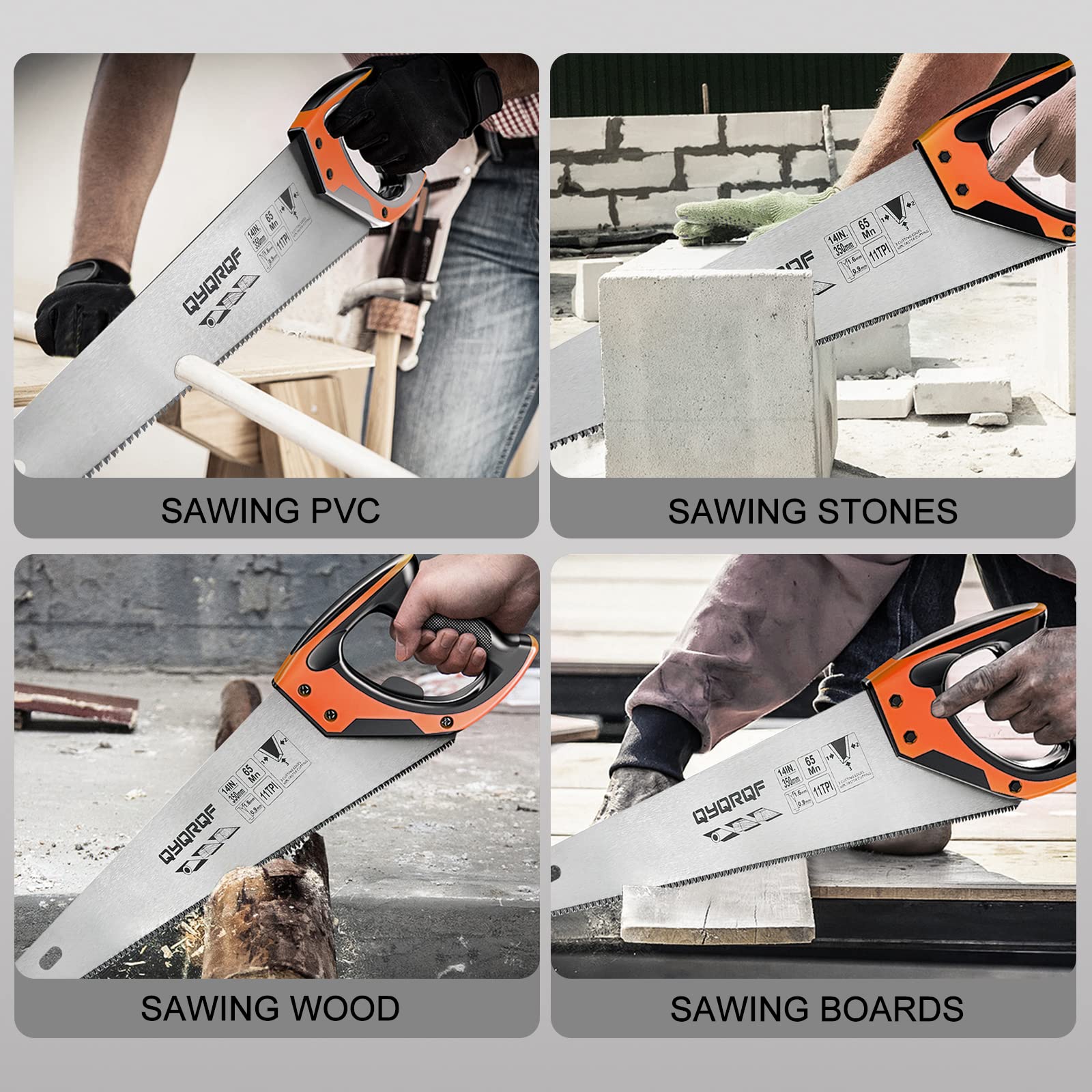 QYQRQF anti-slip TPR handle reduces fatigue during extended use.