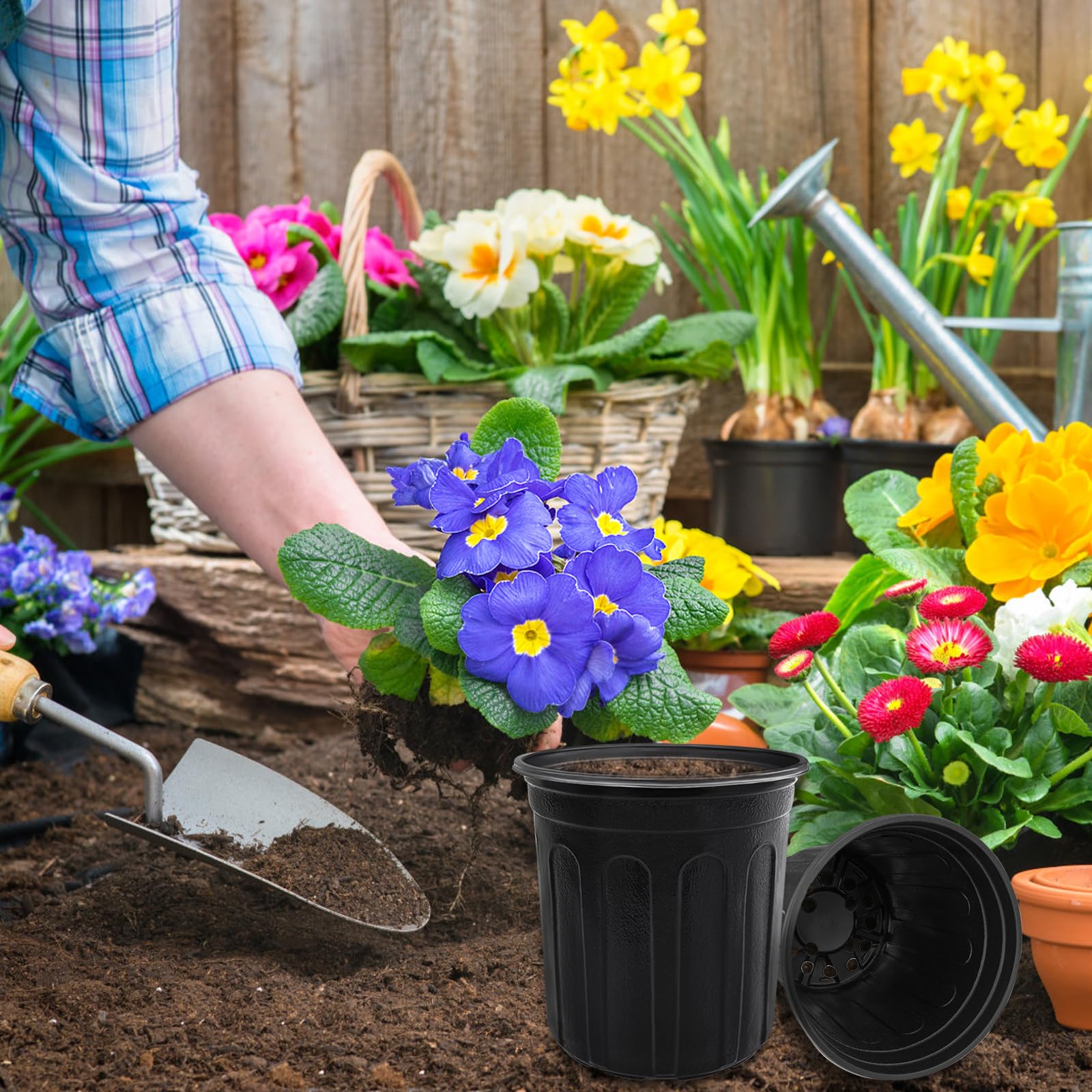 Qyyiguf pots with white labels for easy plant labeling and tracking.